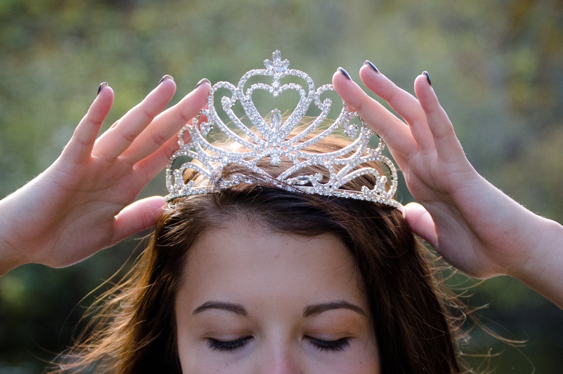 Girl Wearing Queen Crown Outdoors